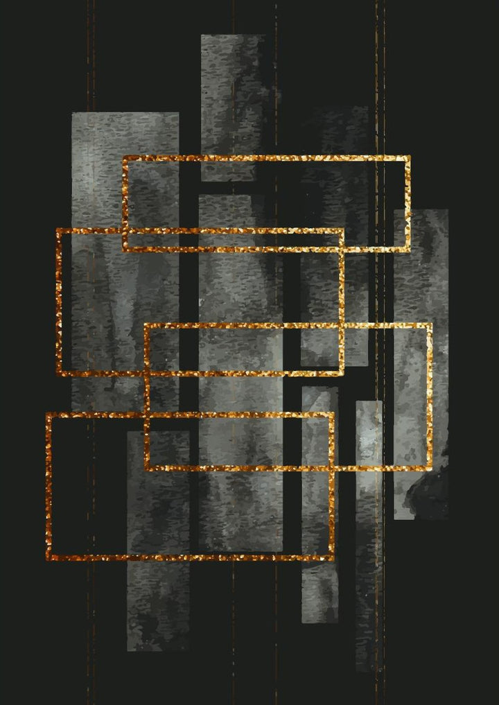 Set of 4 Black Geometrical art