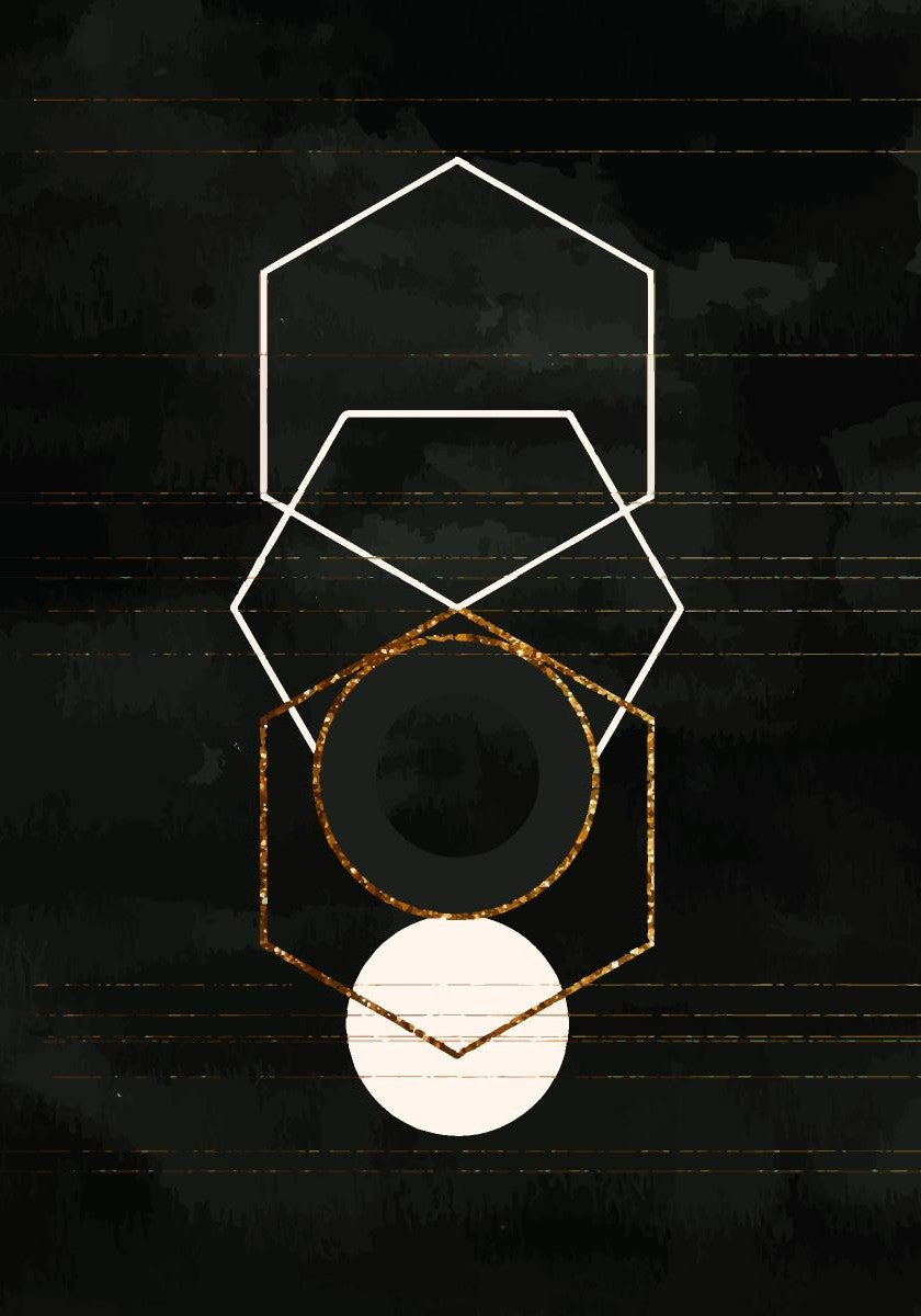 Set of 4 Black Geometrical art