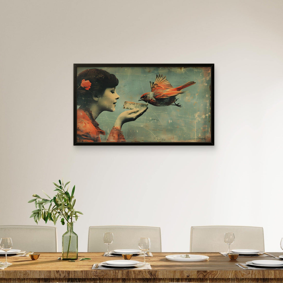 Elegant Woman with Bird