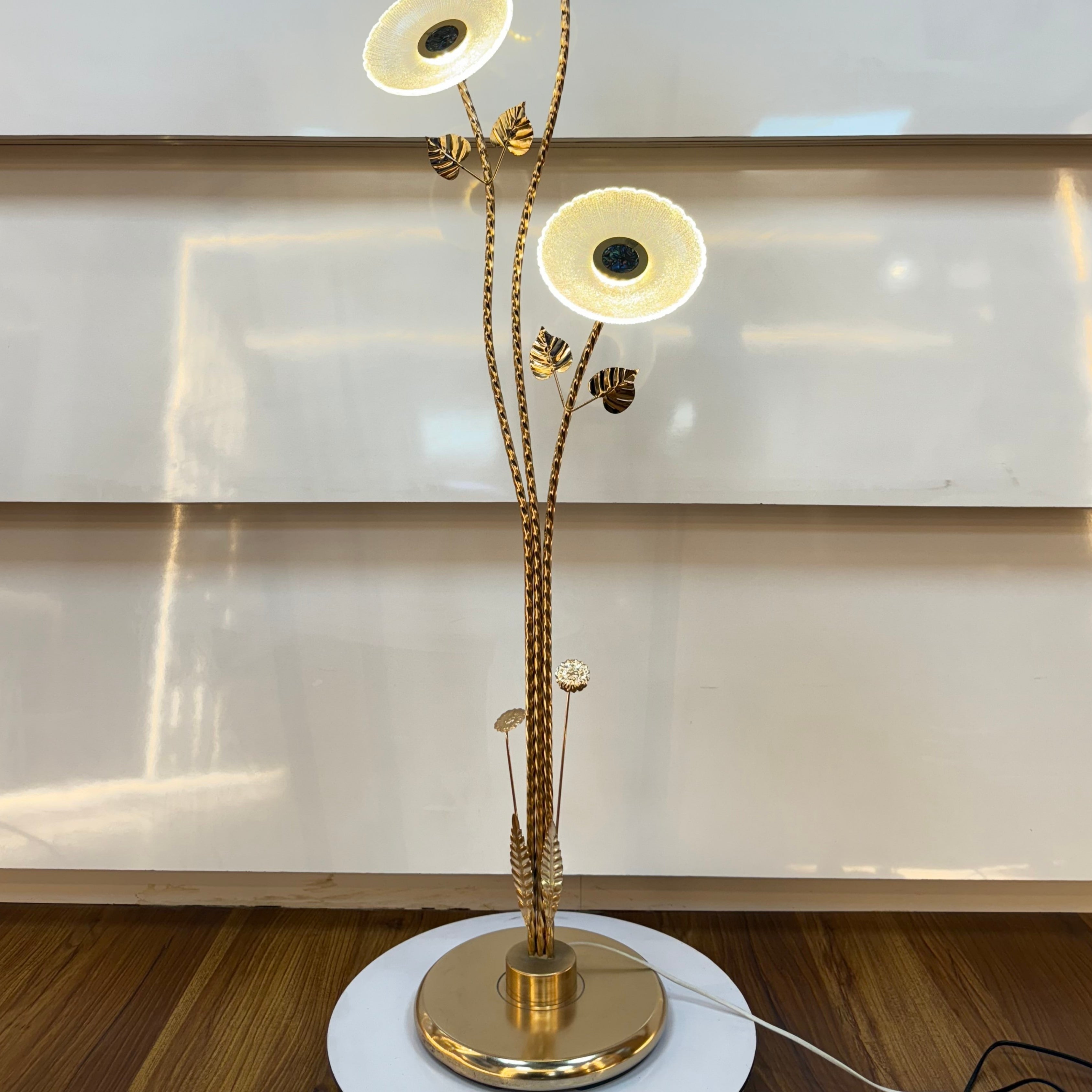 Golden Aura Crystal Floor Lamp