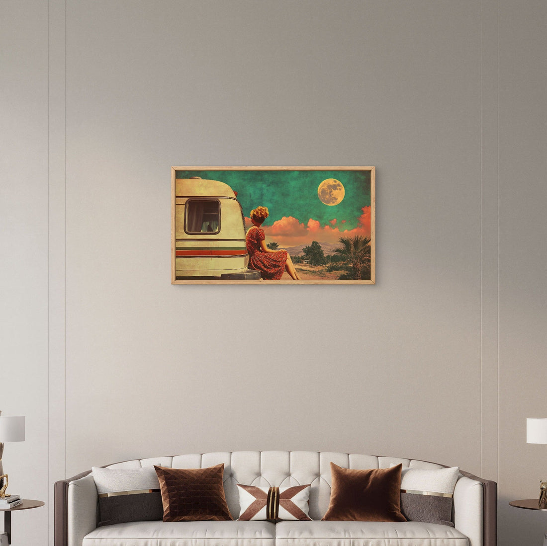 Vintage Woman with Van