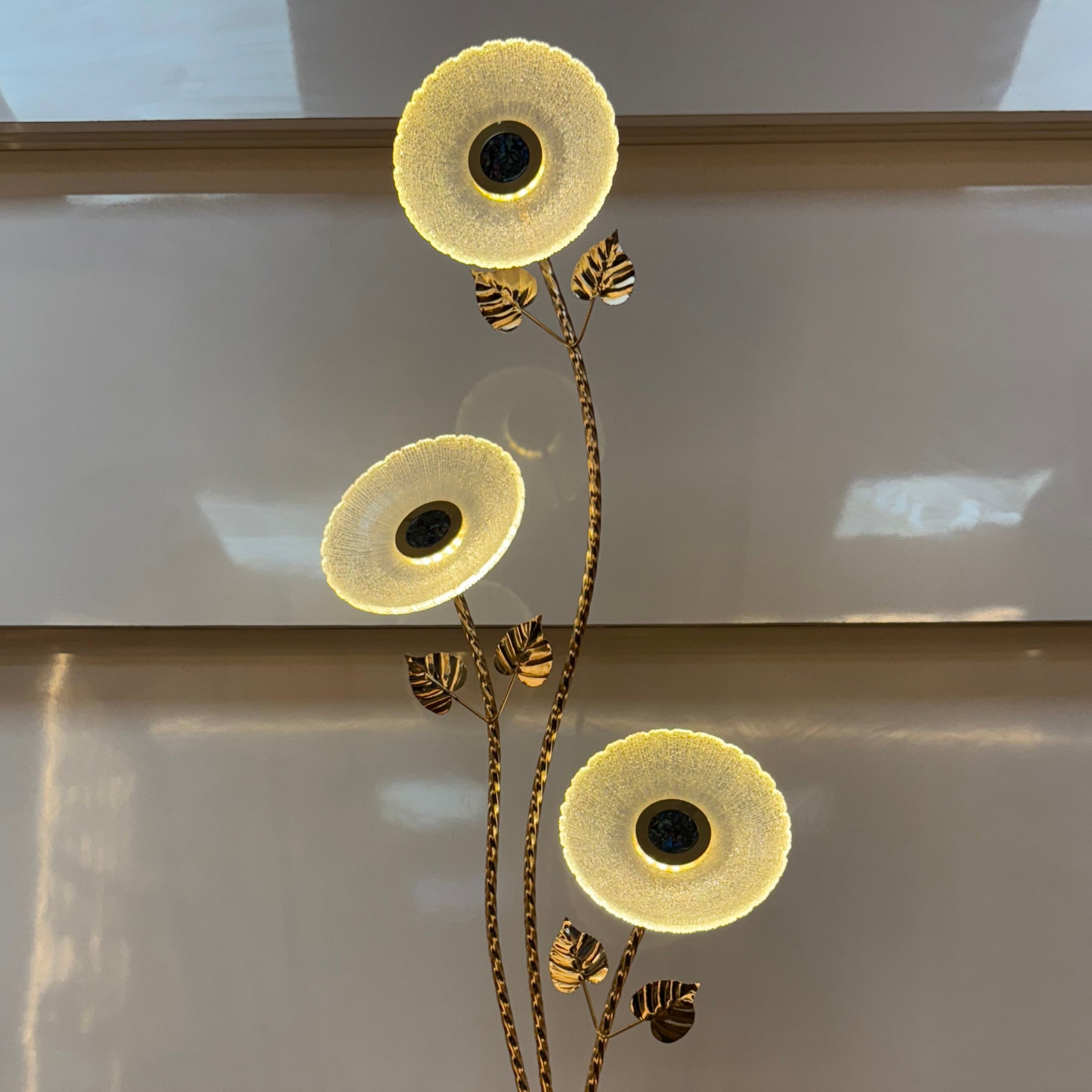 Golden Aura Crystal Floor Lamp