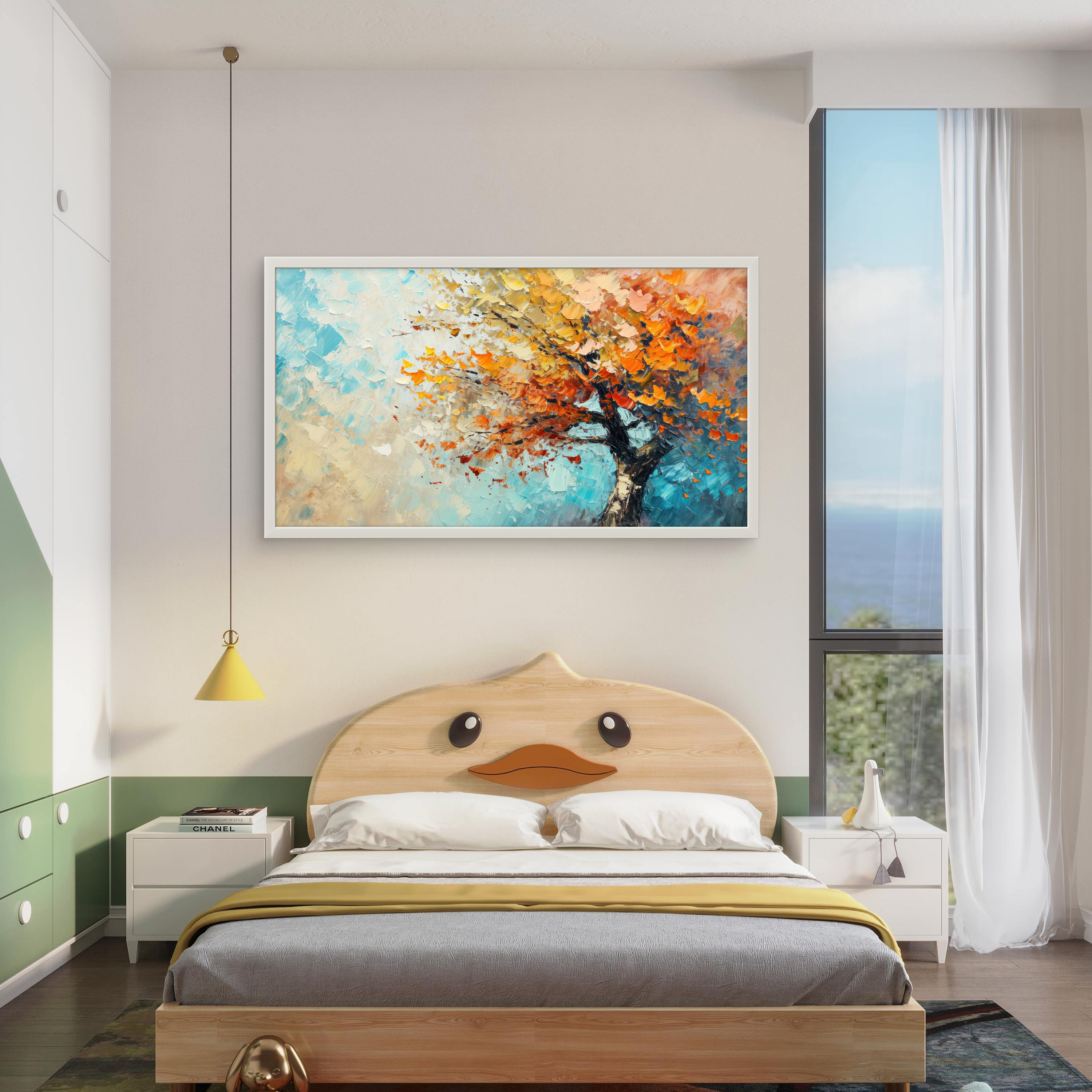 Luxury Modern Water Paint art of Tree on Canvas