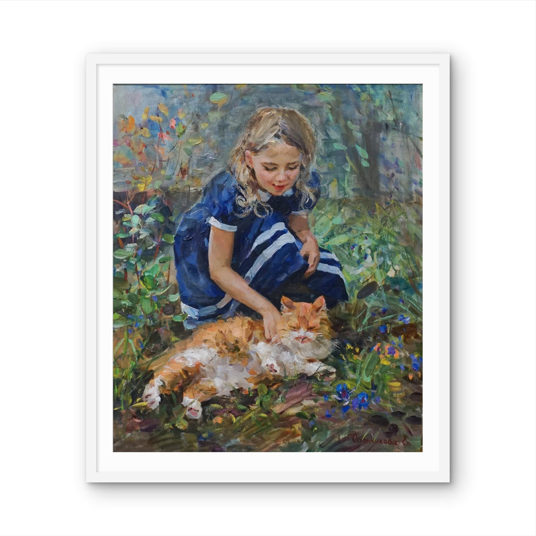 Girl with a Cat Abstract - Frugal Carts