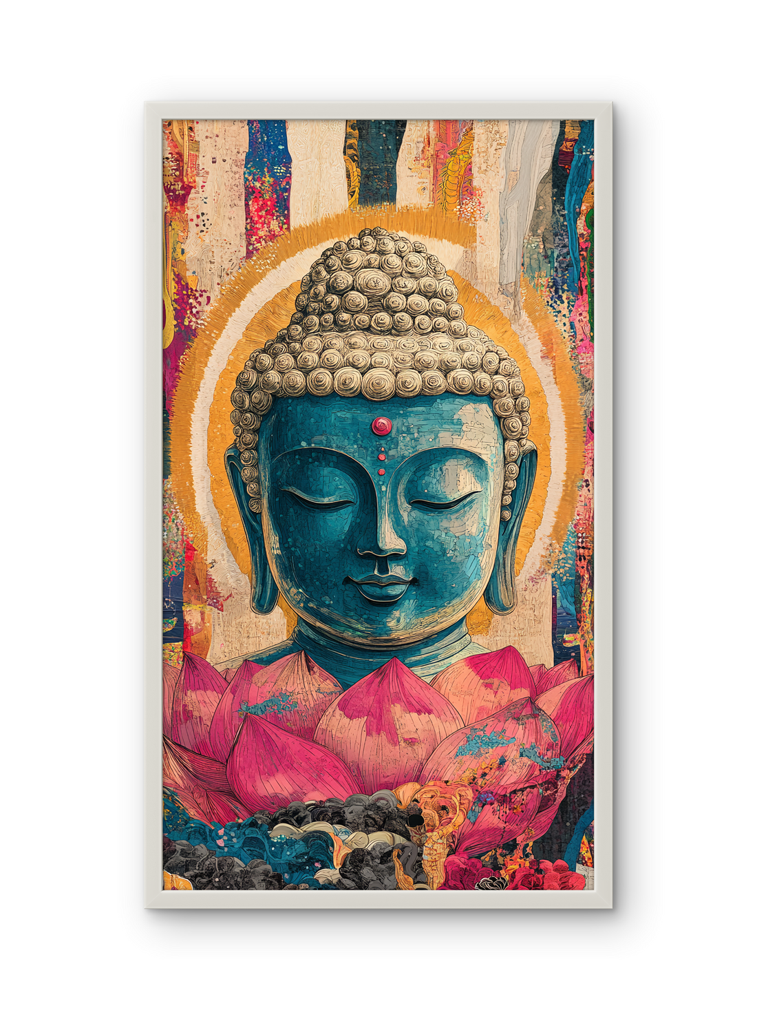 Gautam Buddha High Light  Flower Set Peace art on Canvas