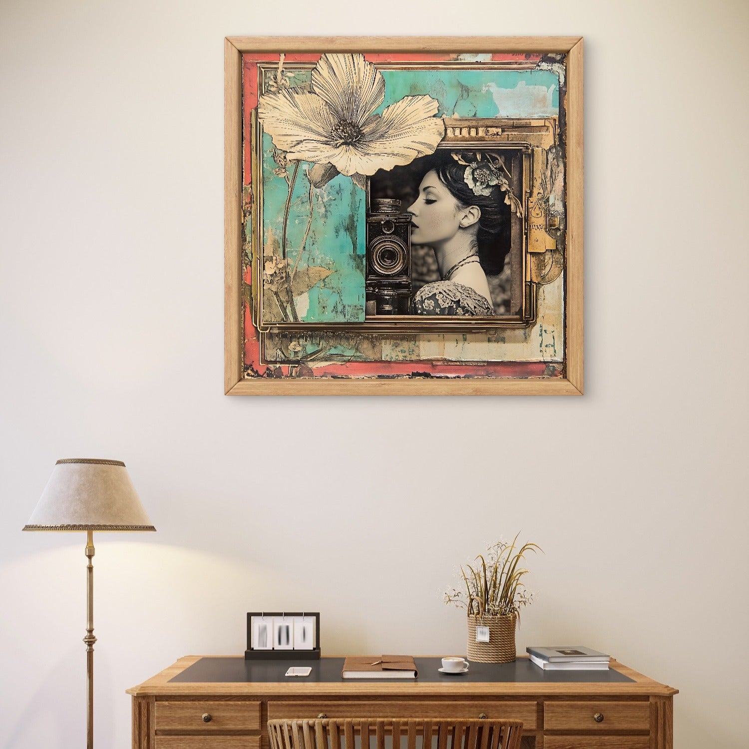 Vintage Woman holding Camera