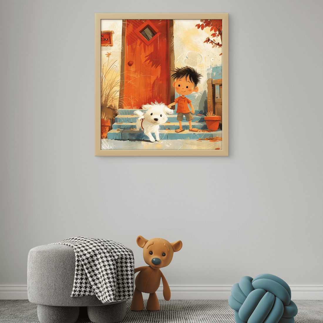 Boy playing with Dog