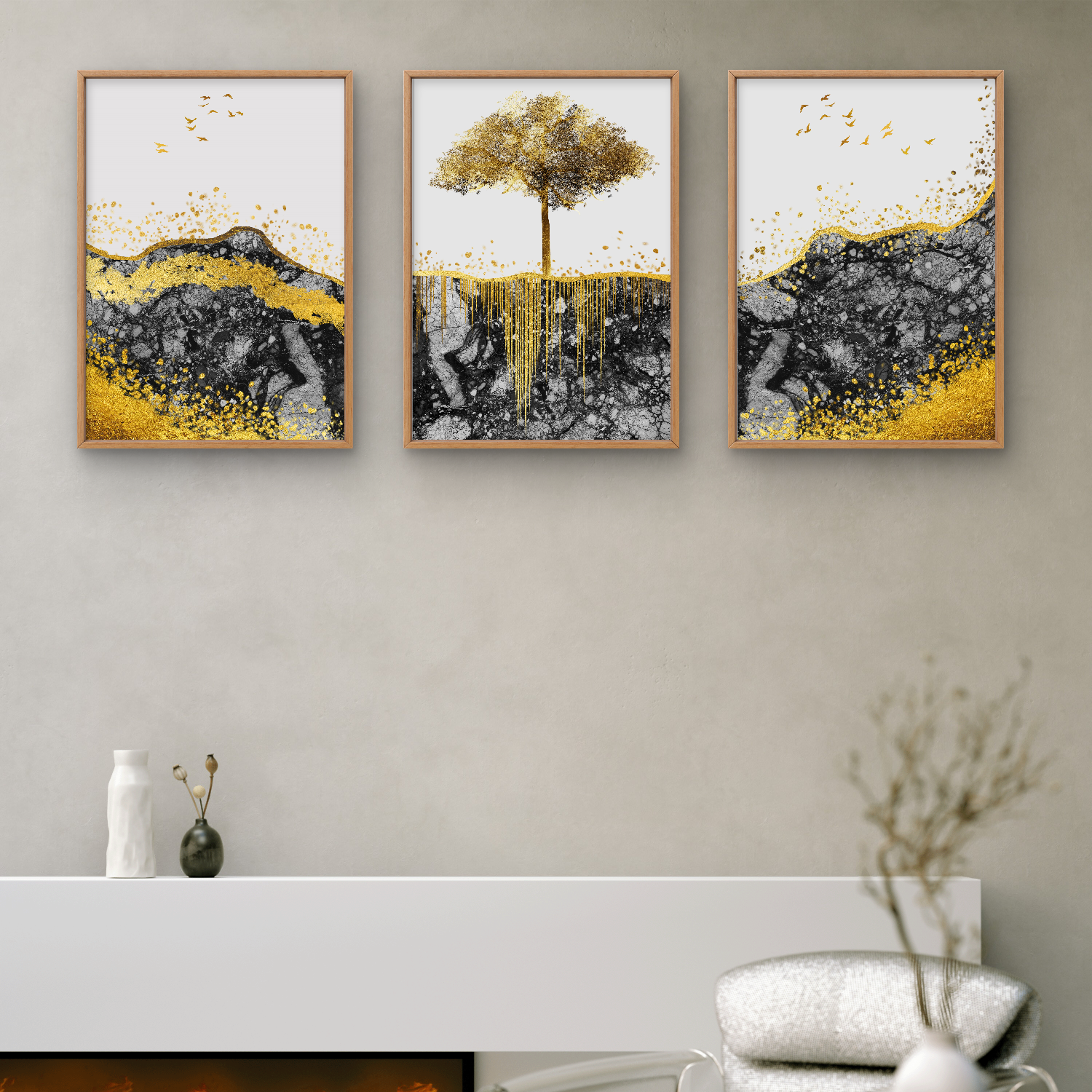 Set of 3 Growing Yellow Tree