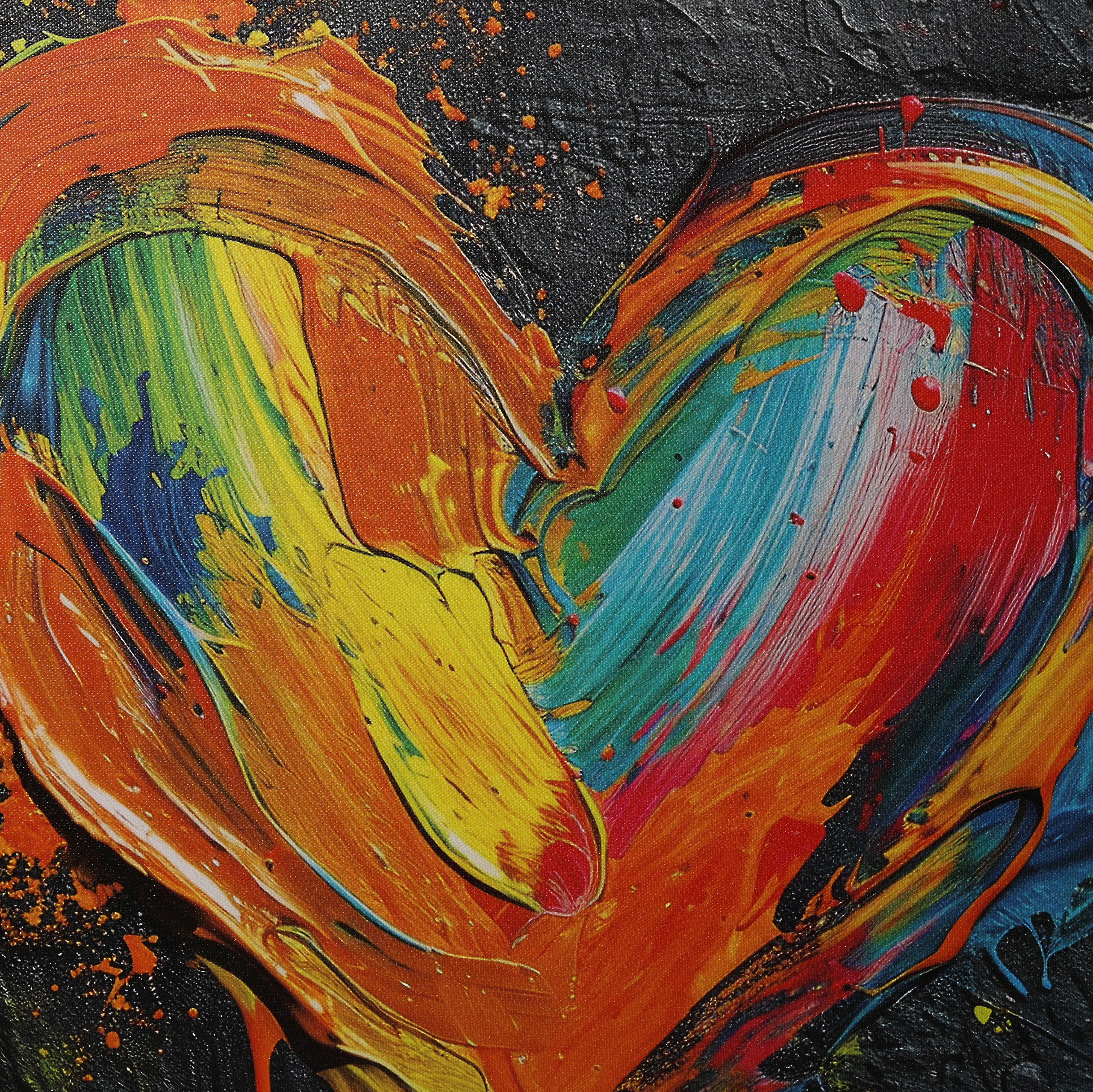 Colourful Heart abstract Luxury Painting on Canvas