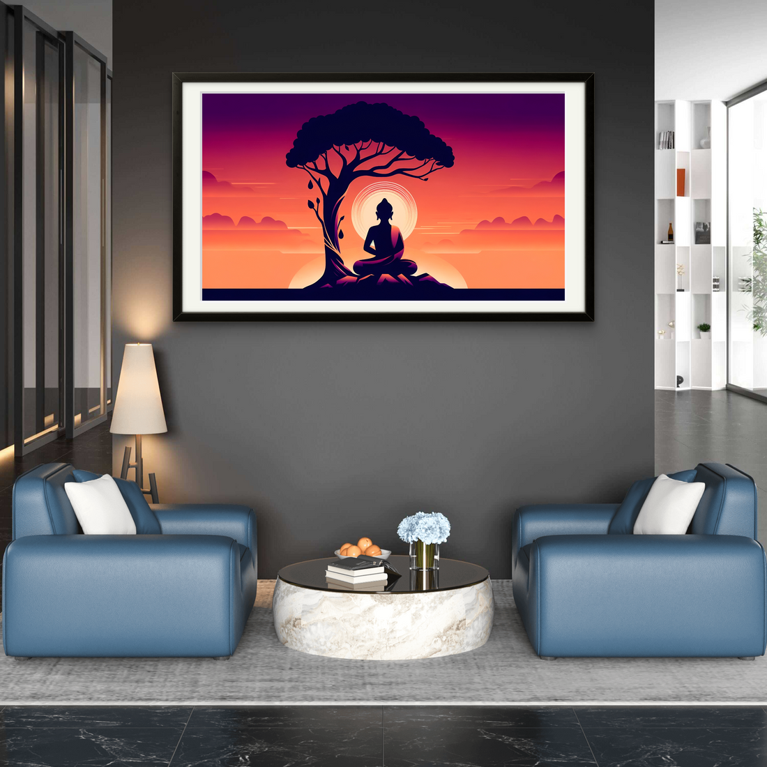 Gautam Buddha Sunset Peace art on Canvas