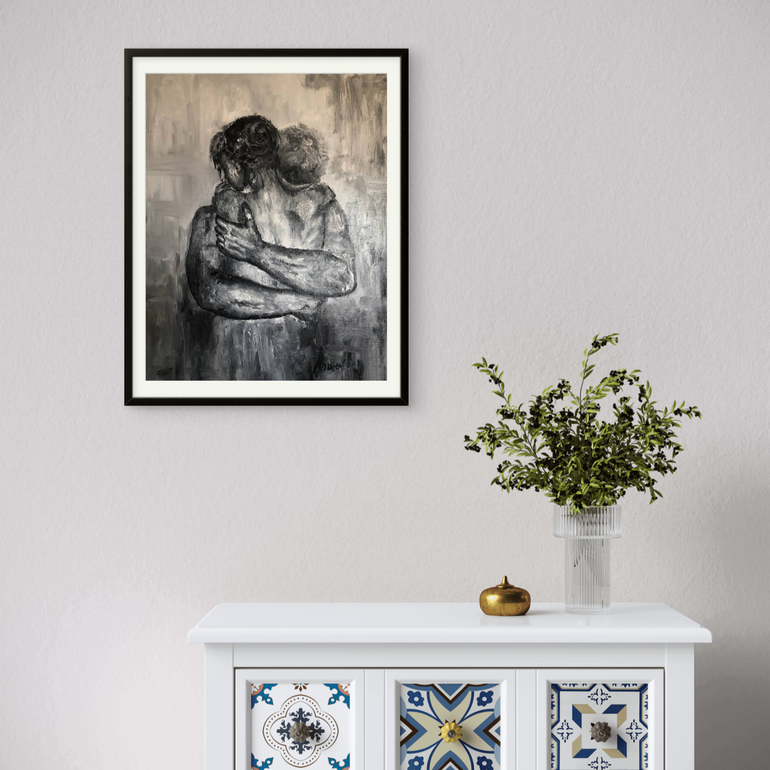 Couple Hug Dark Art Portrait