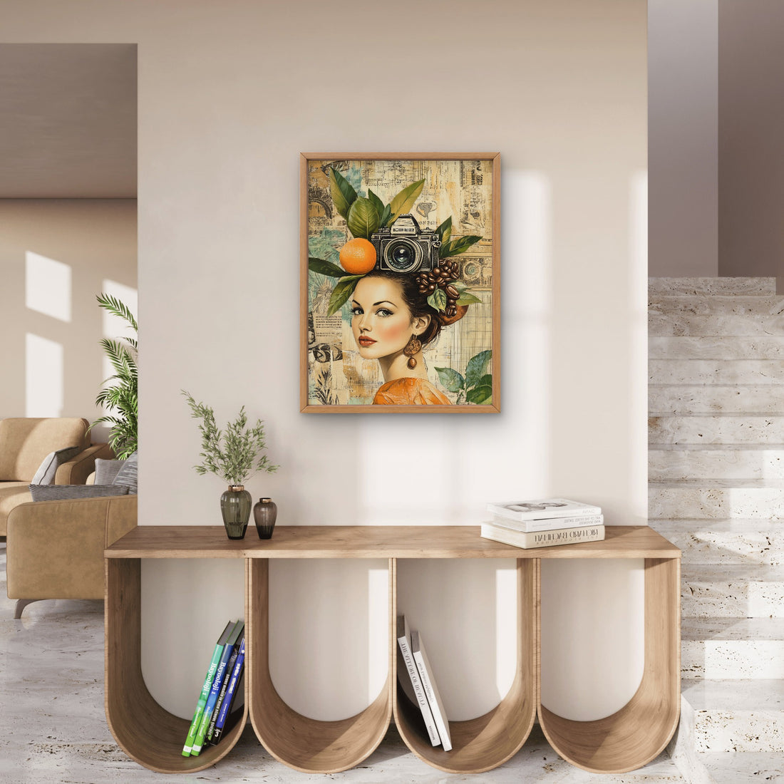 Vintage Woman Camera on the Head