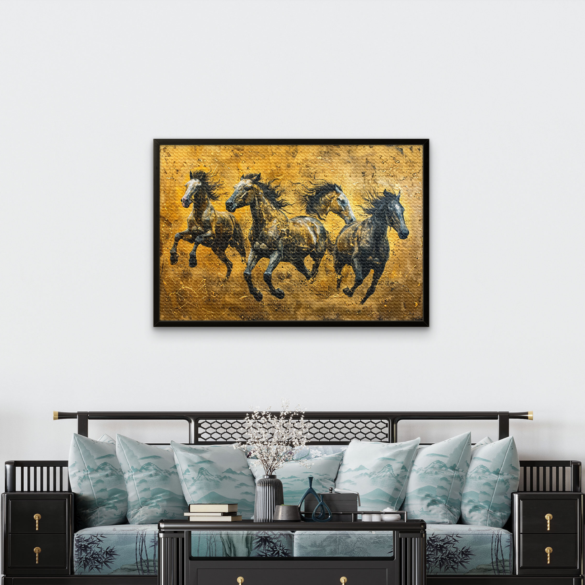 Elegant Black Horses Art