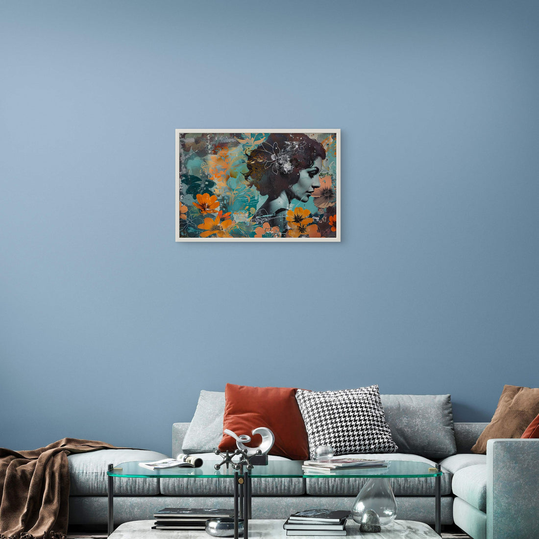 Side Lady Art with Flowers