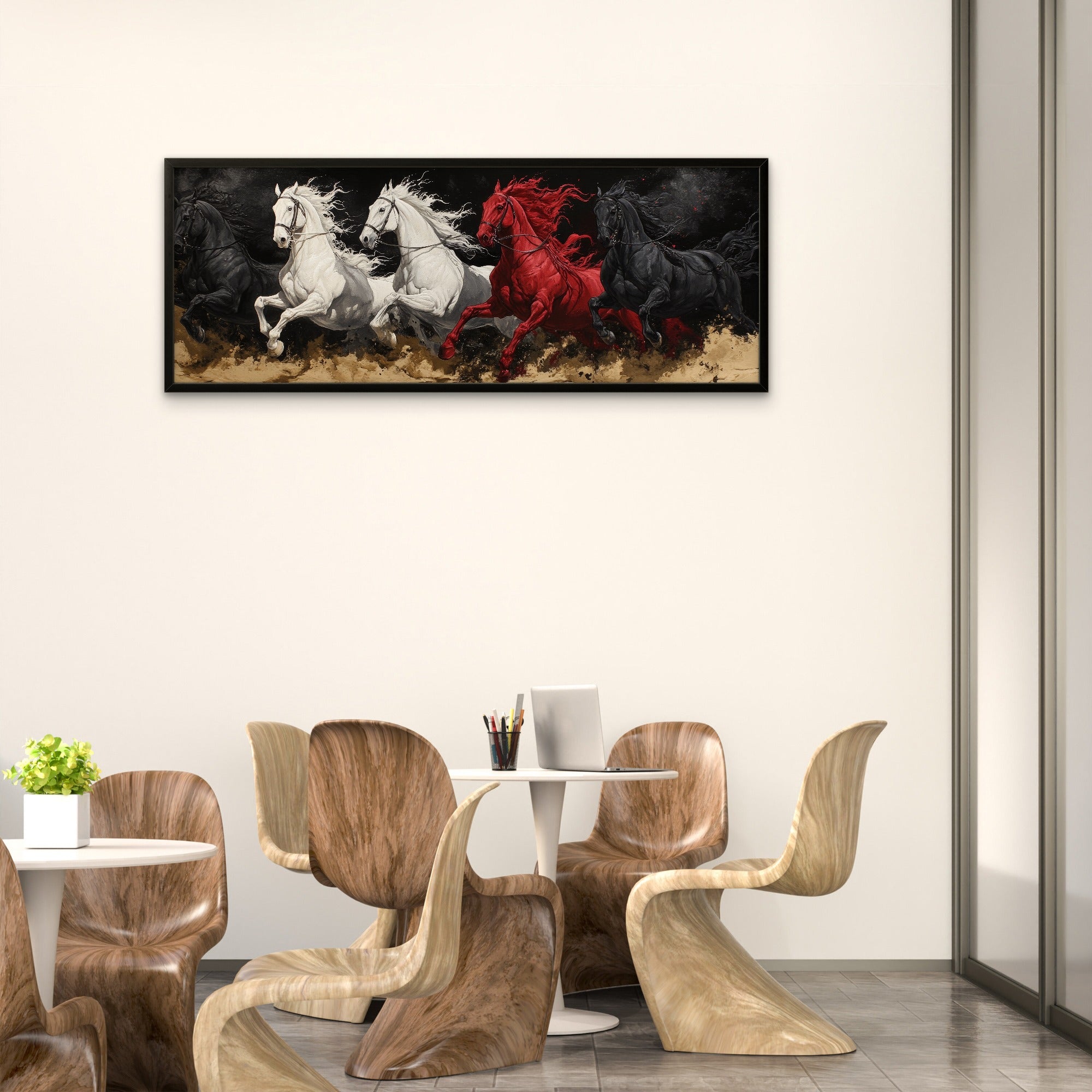 Red Black White Horses