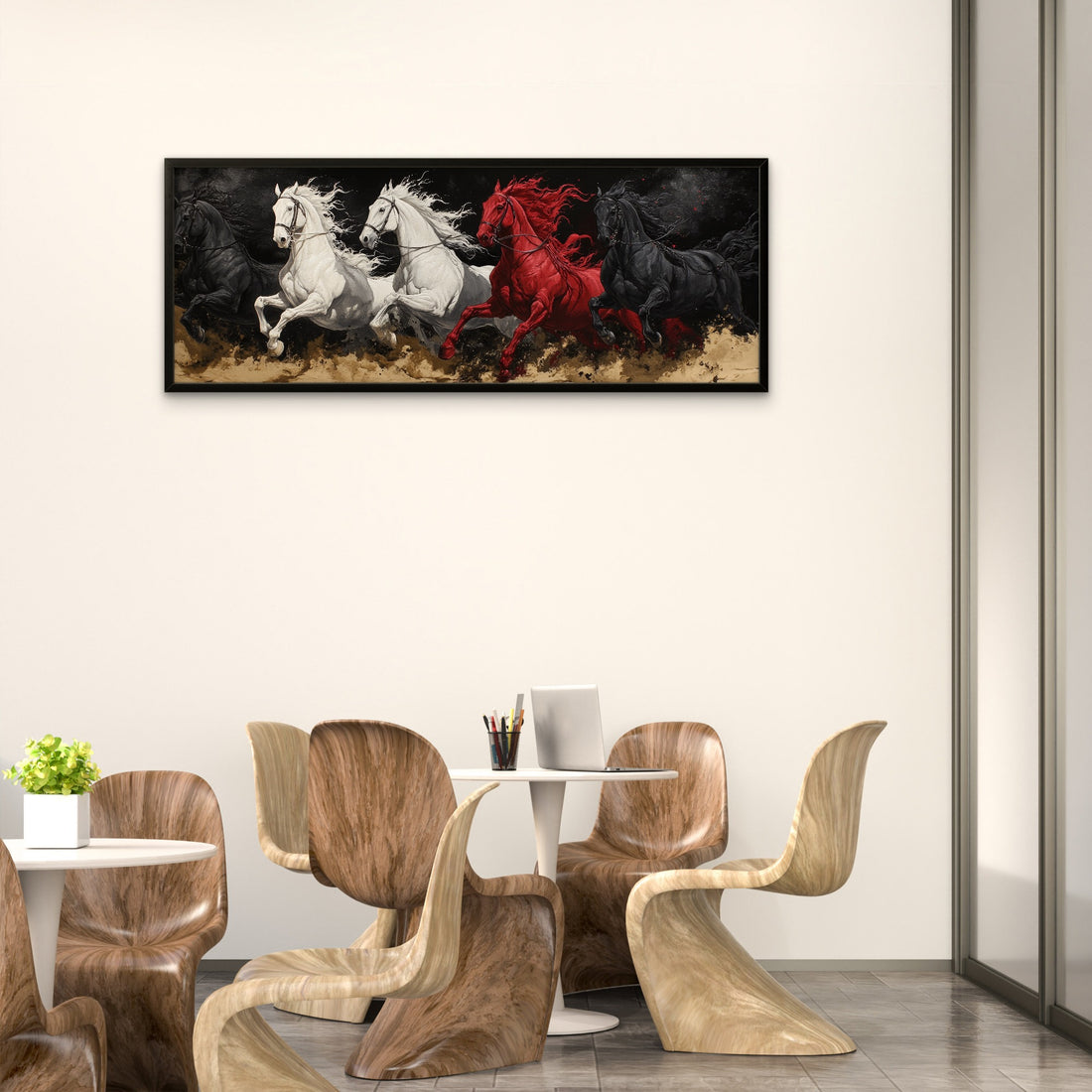 Red Black White Horses