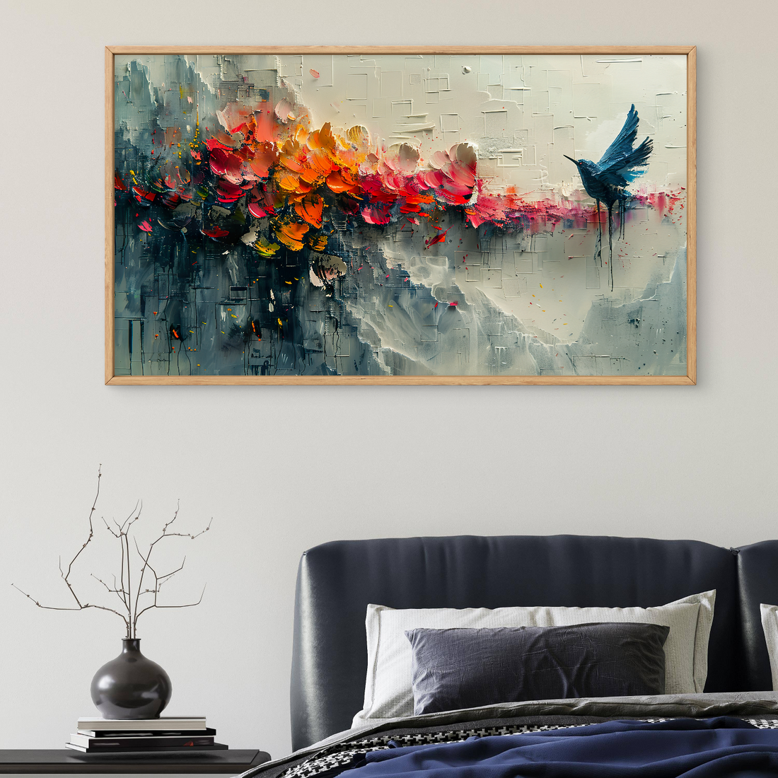 Flying Bird with Flowers