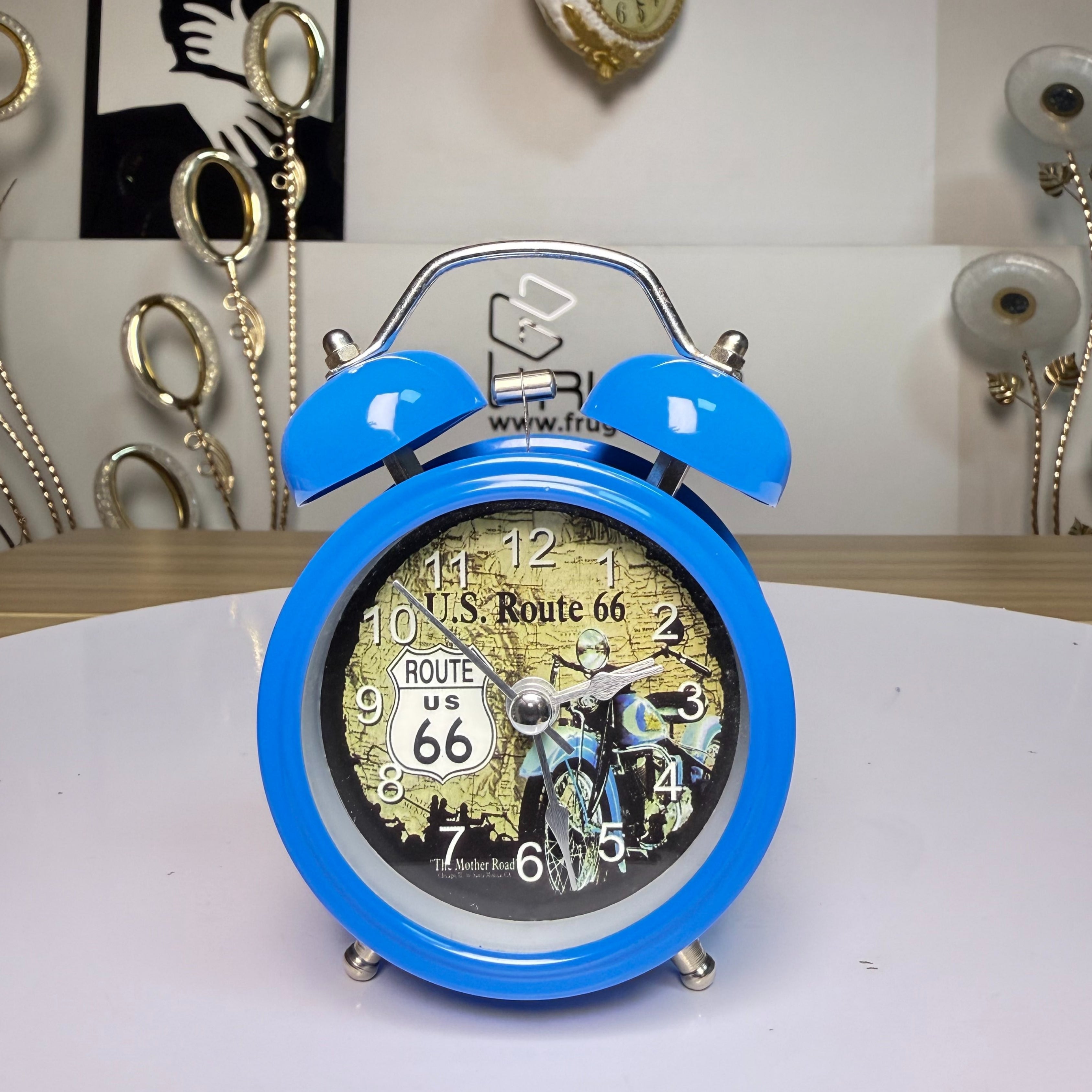 Metal with Blue Gloss finish Alarm Clock with LED