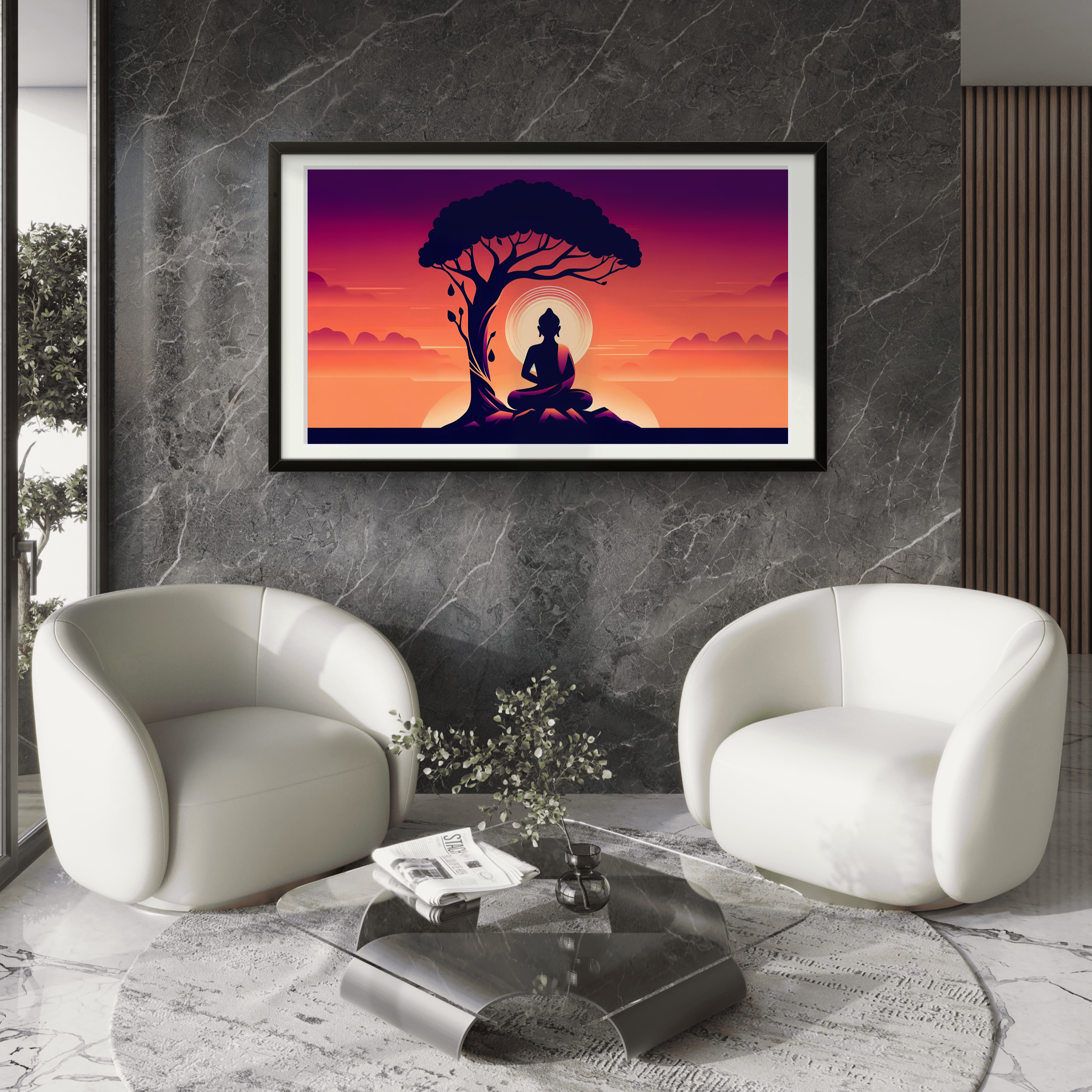 Gautam Buddha Sunset Peace art on Canvas