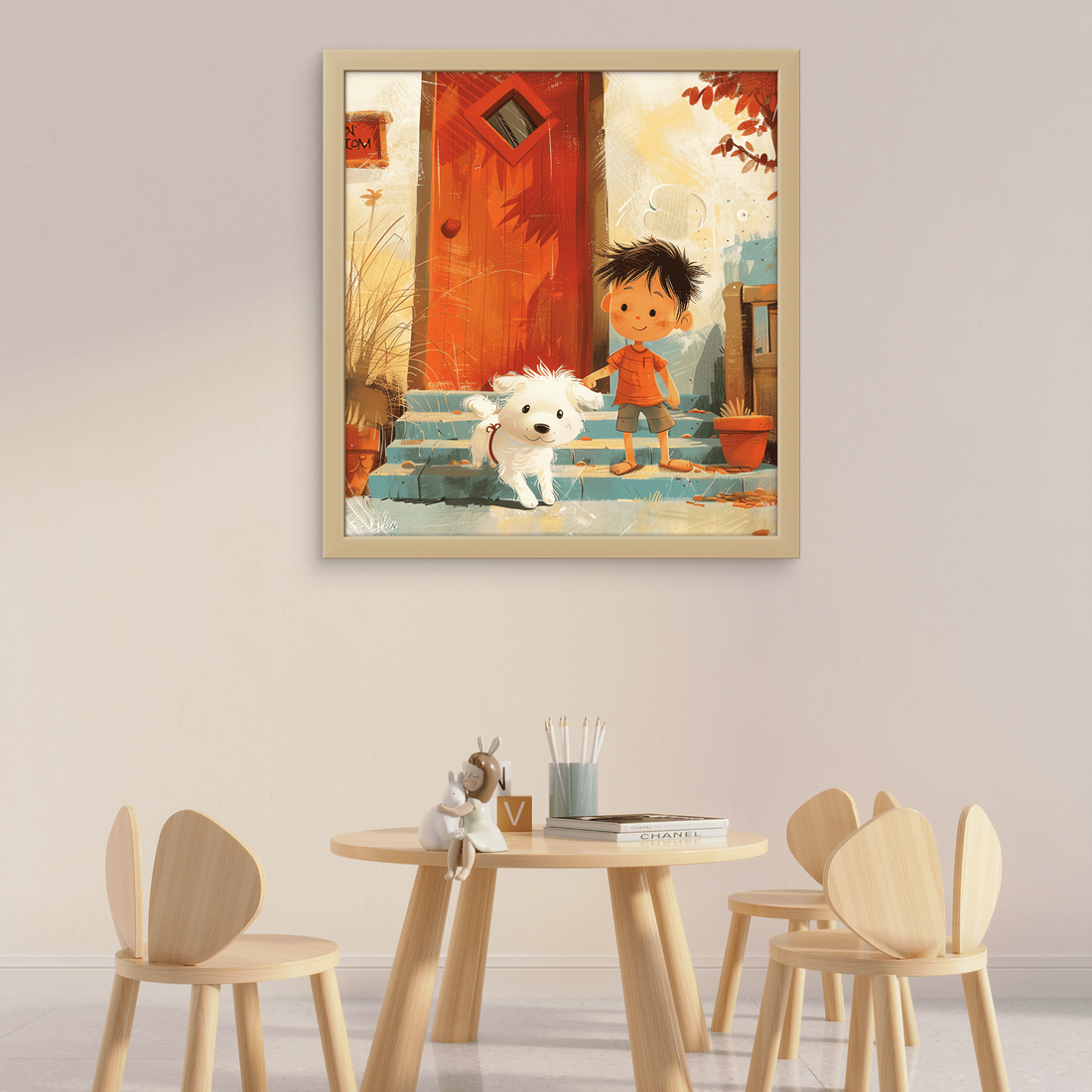 Boy playing with Dog