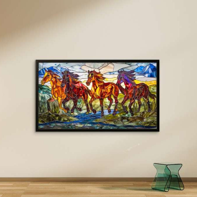 Running Horses Glass Art