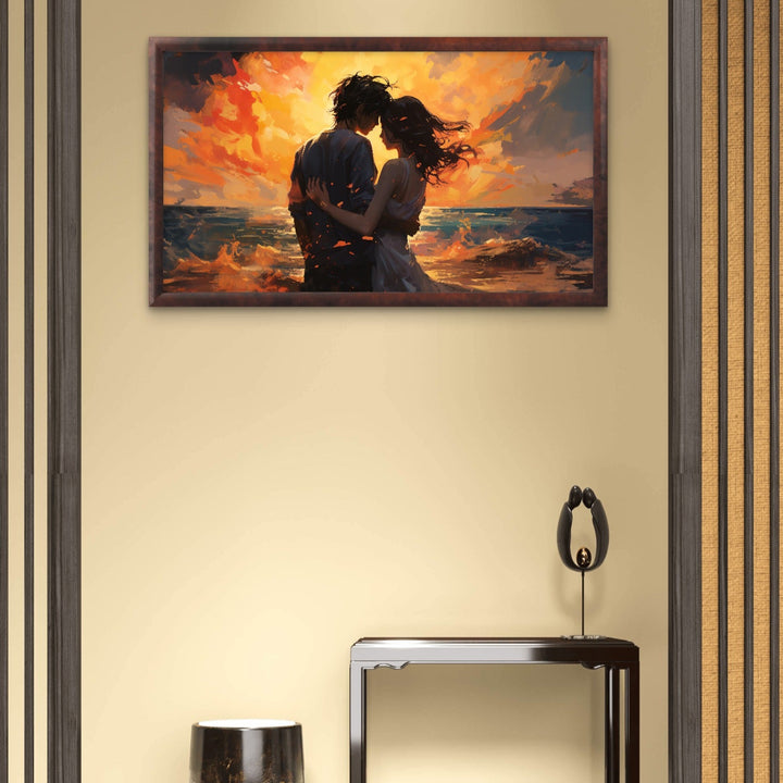 Romantic Couple with Raising Sun