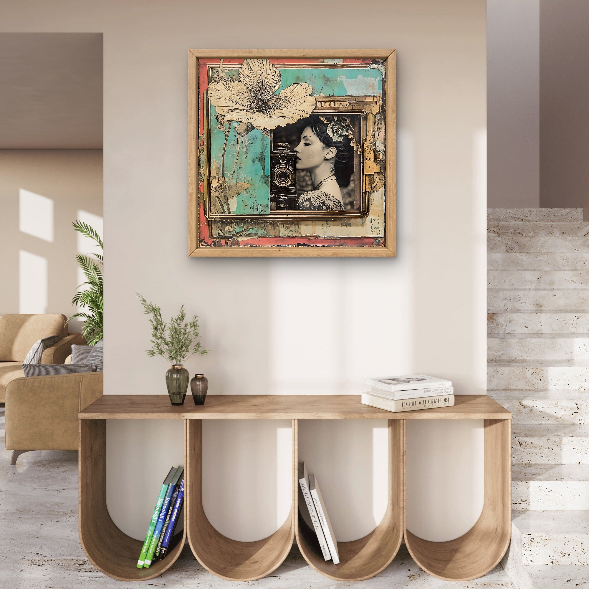 Vintage Woman holding Camera