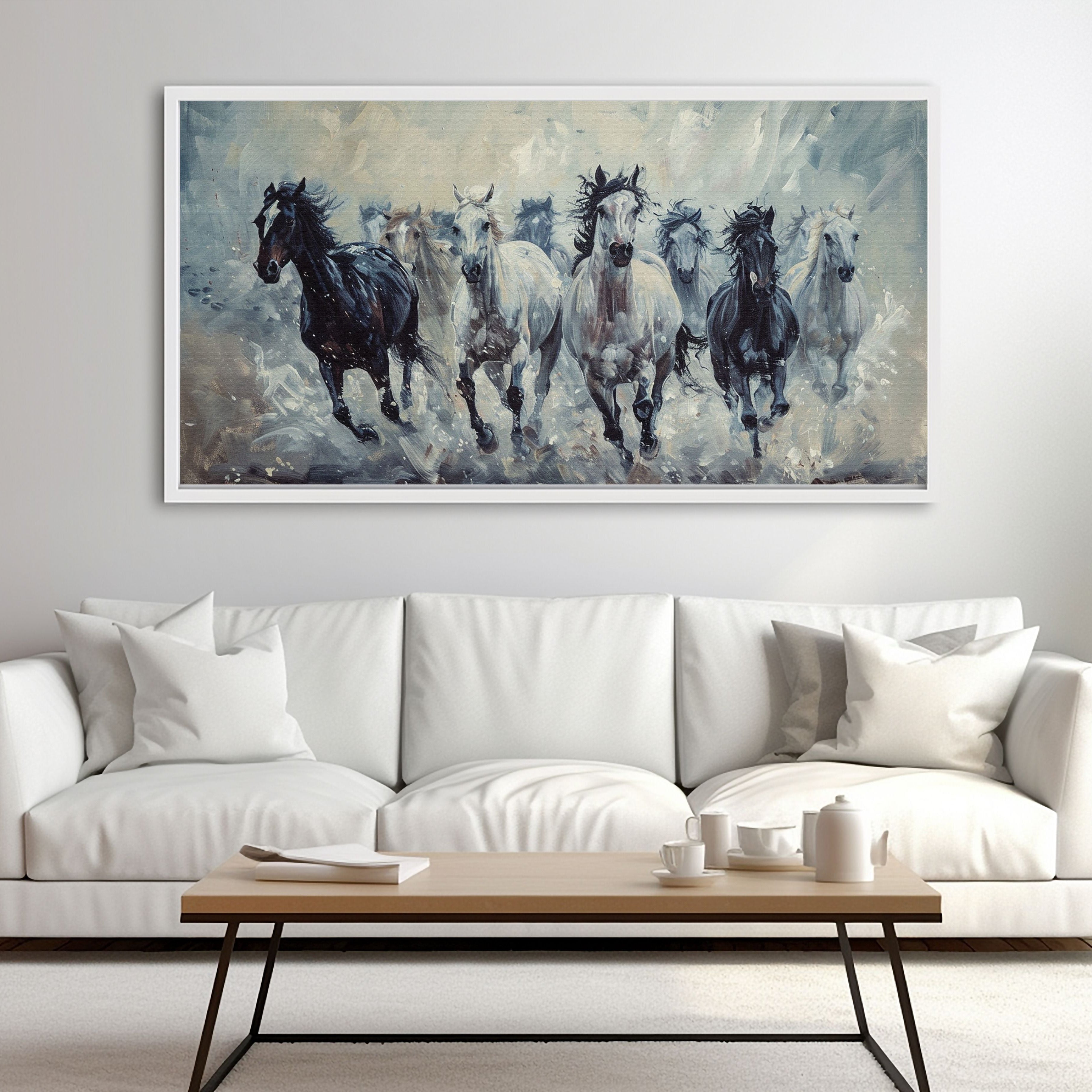 Black and White Horses Art