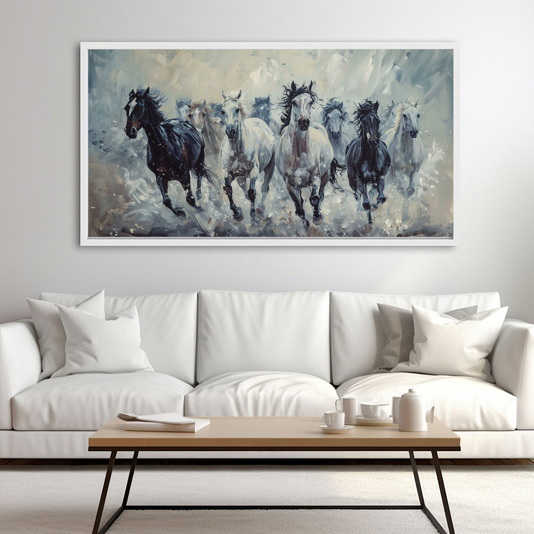 Black and White Horses Art
