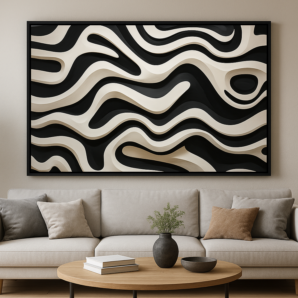 Black and White Wavy Abstract