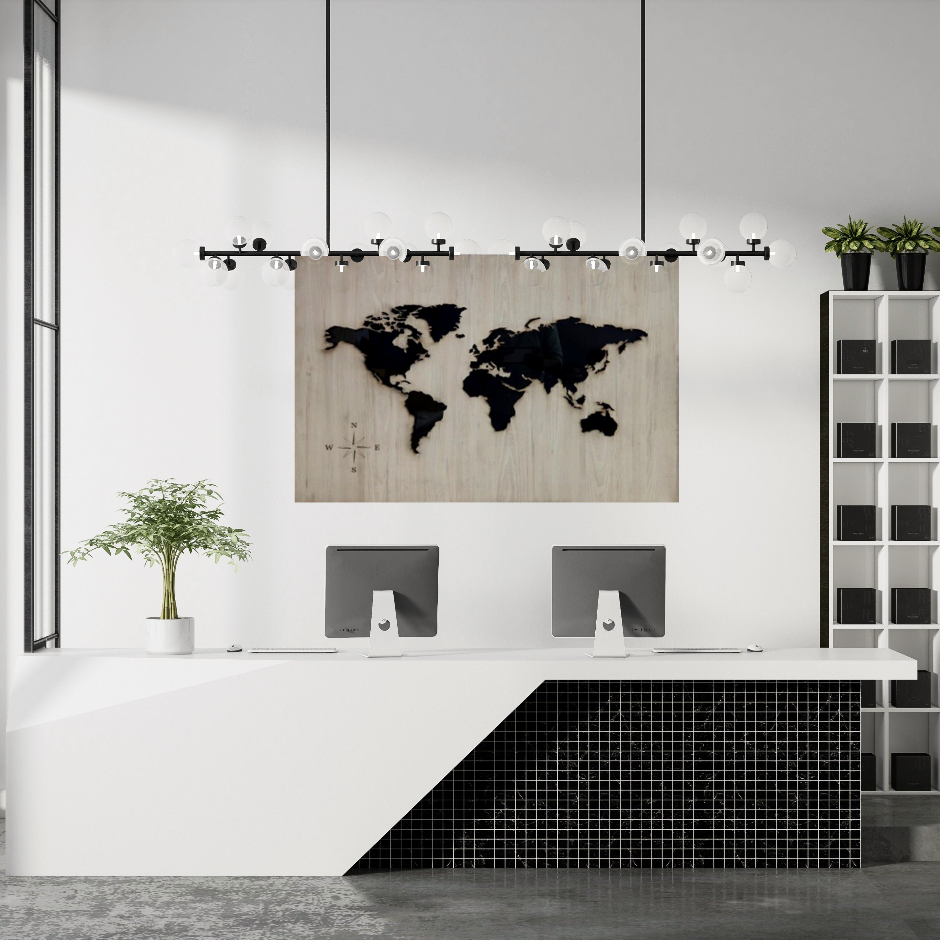 Elegant 3D World Map Lit