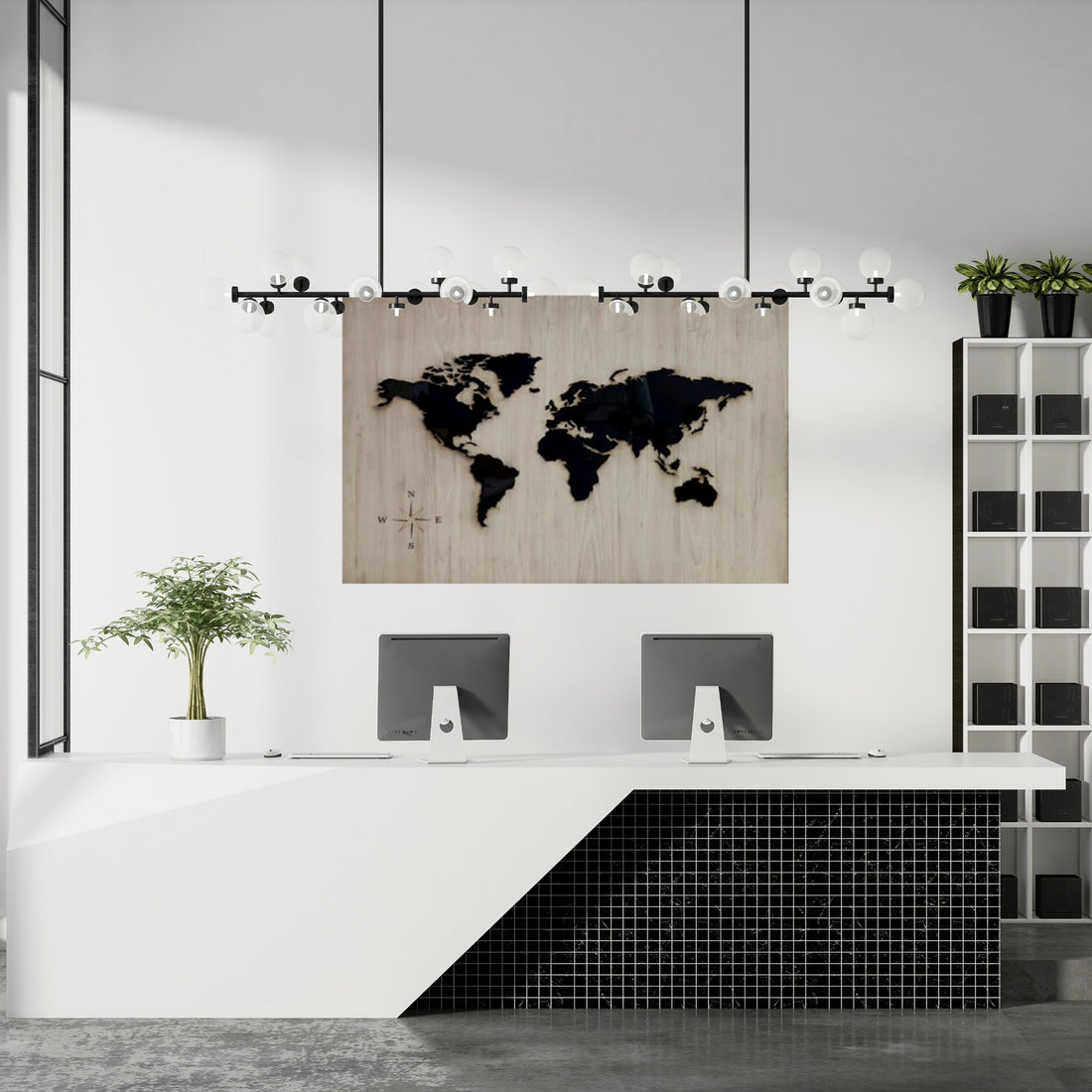 Elegant 3D World Map Lit