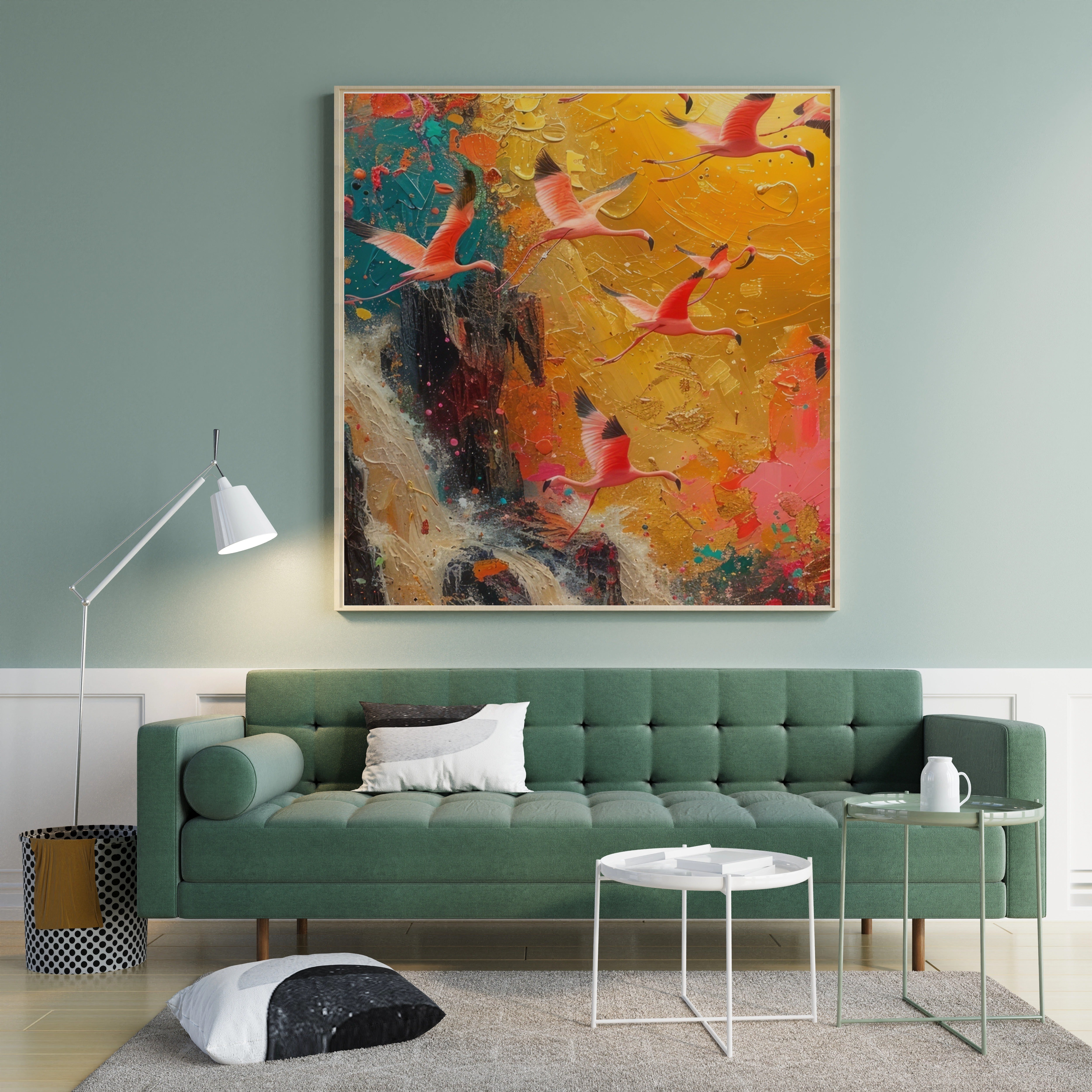 Flamingo Waterfall Art