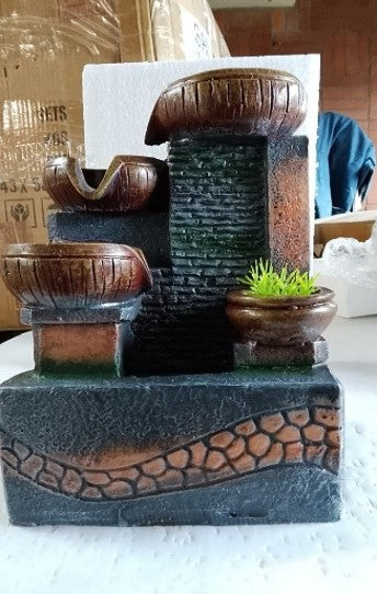 Marble and brick water fountain with LED
