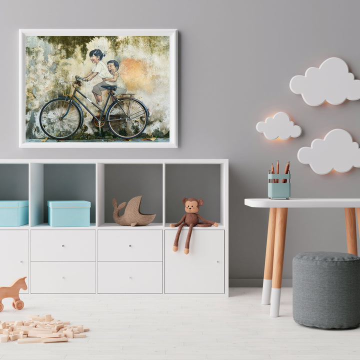 Siblings riding Bicycle