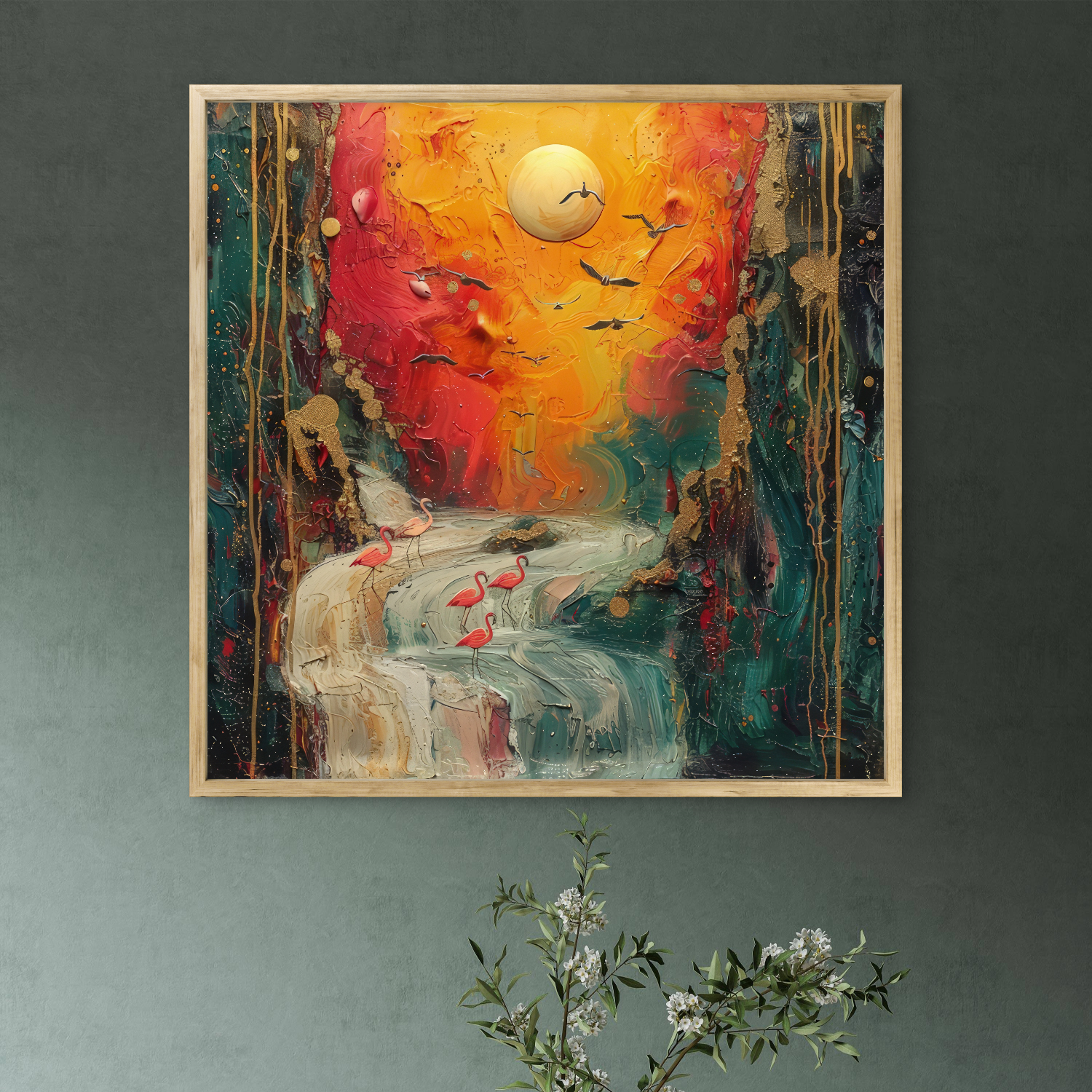 Rising Sun with Birds Art Portrait