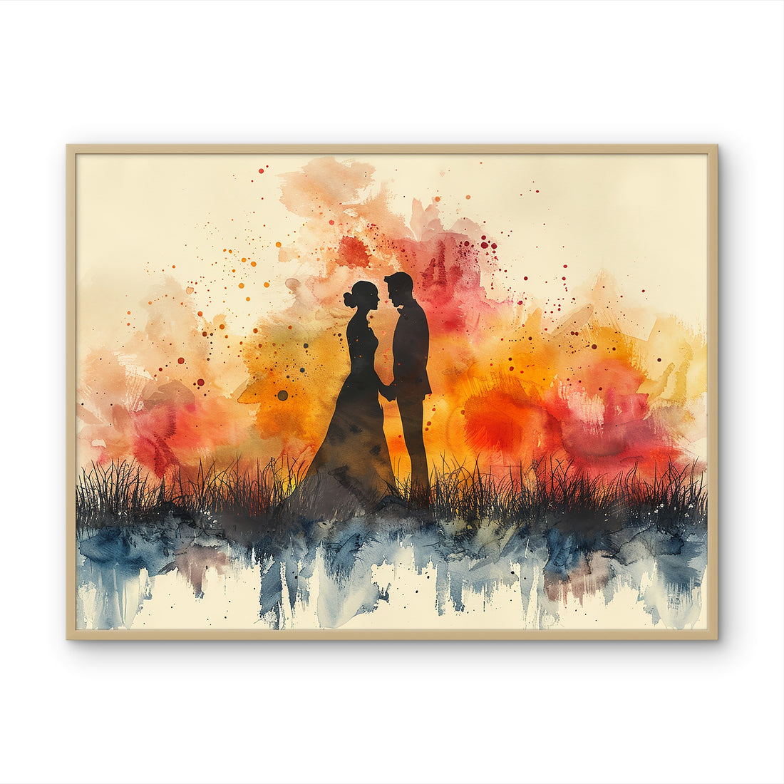 Couple Minimalist Watercolour Art