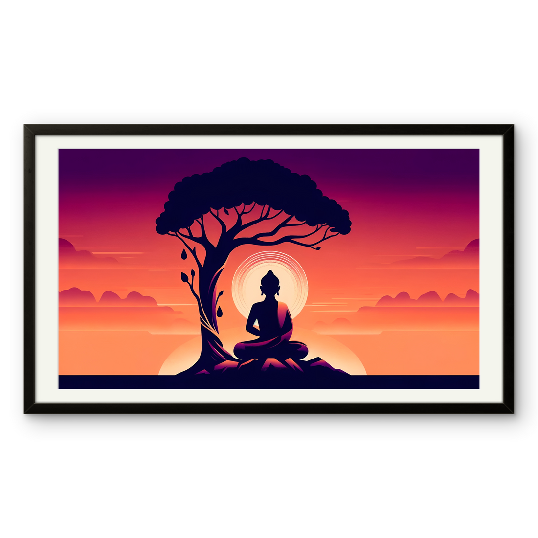 Gautam Buddha Sunset Peace art on Canvas