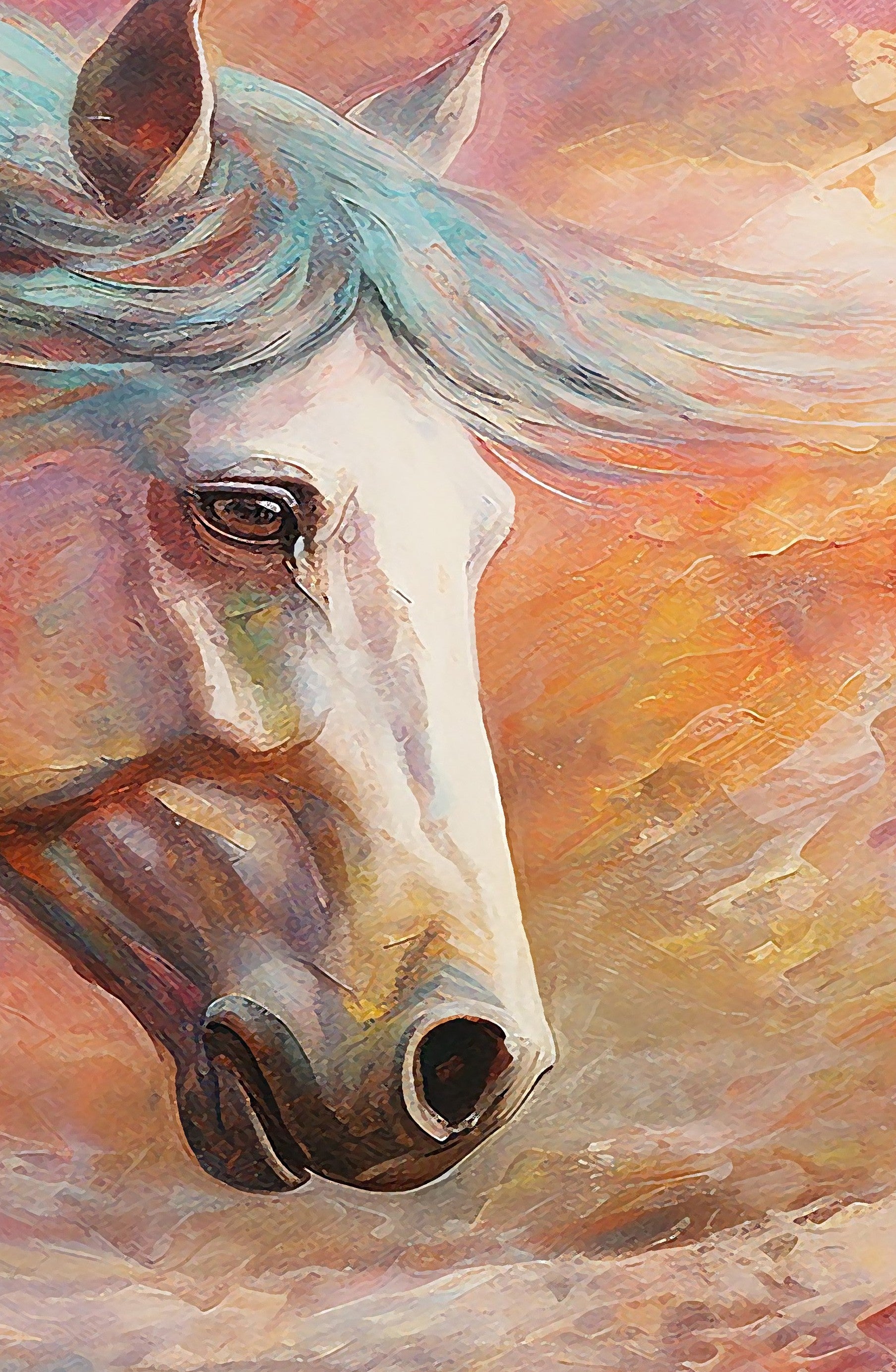 Set of 3 Horse Rainbow Abstract