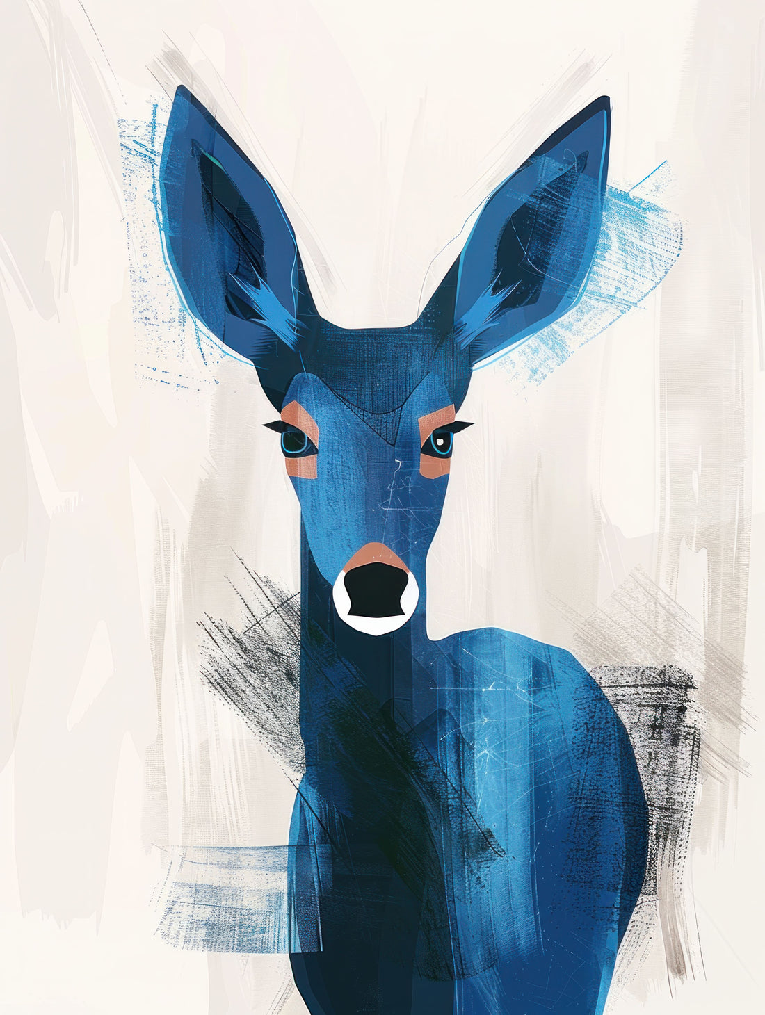 Blue Little Deer Abstract Art