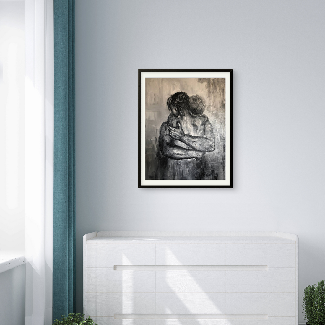 Couple Hug Dark Art Portrait