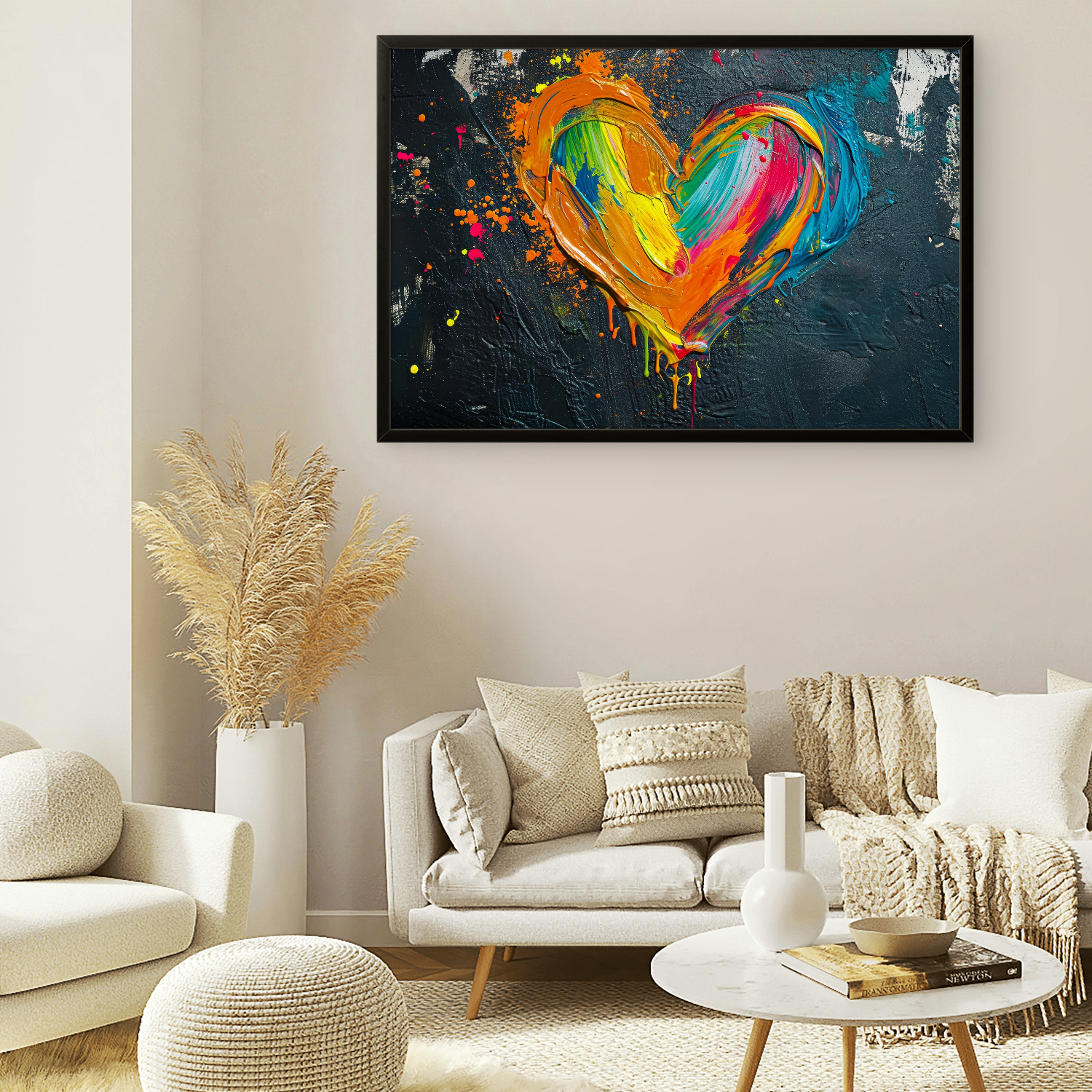Colourful Heart abstract Luxury Painting on Canvas