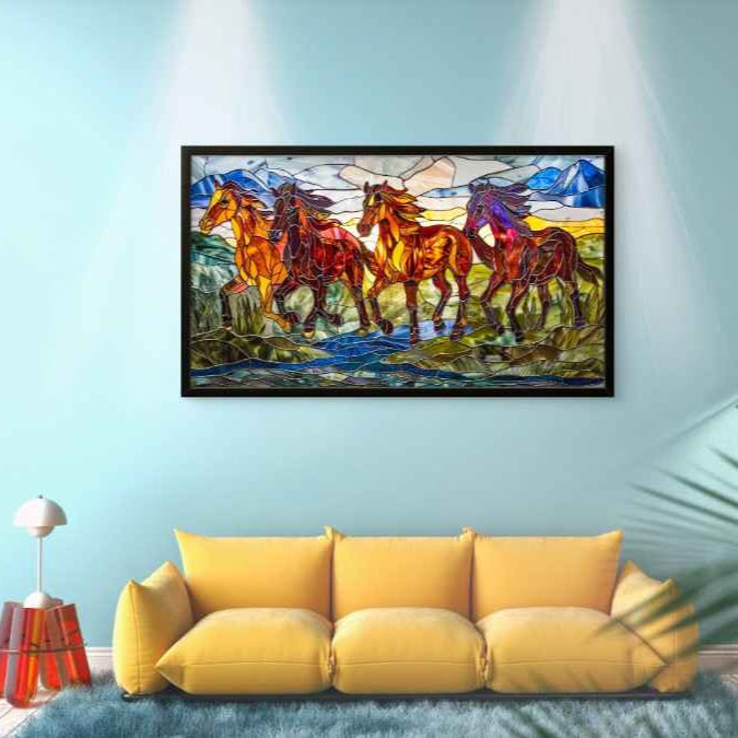 Running Horses Glass Art