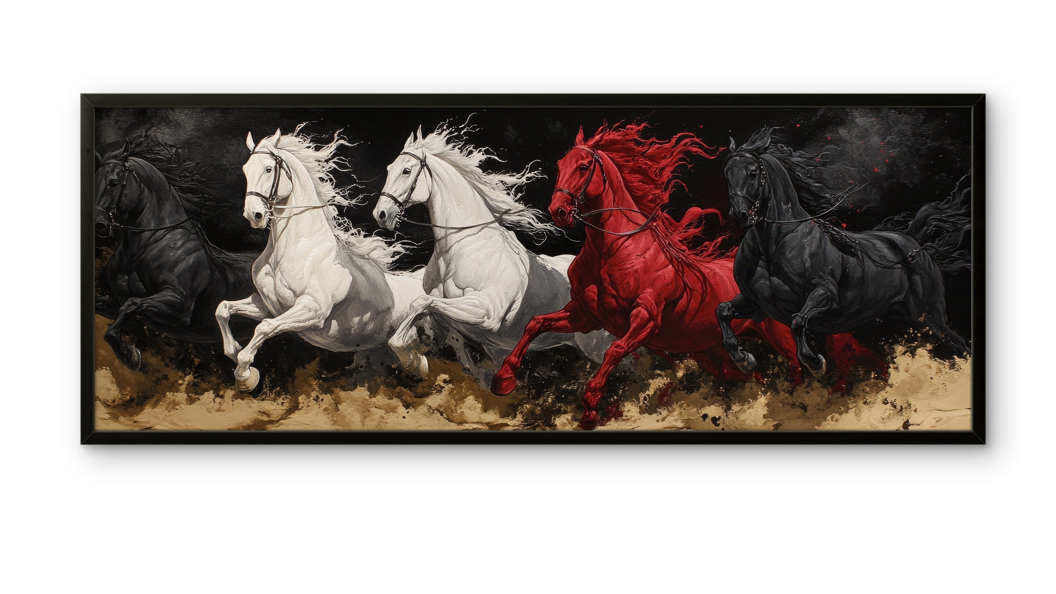Red Black White Horses