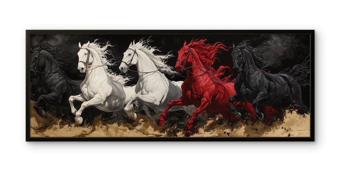 Red Black White Horses