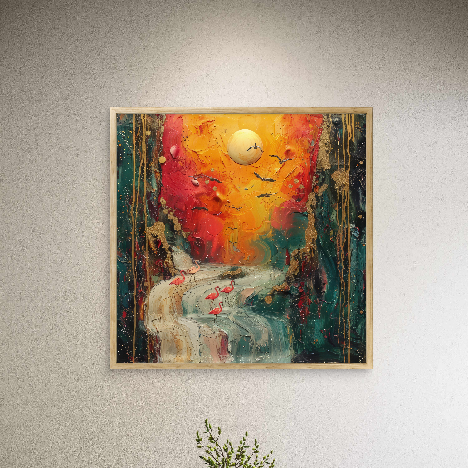 Rising Sun with Birds Art Portrait