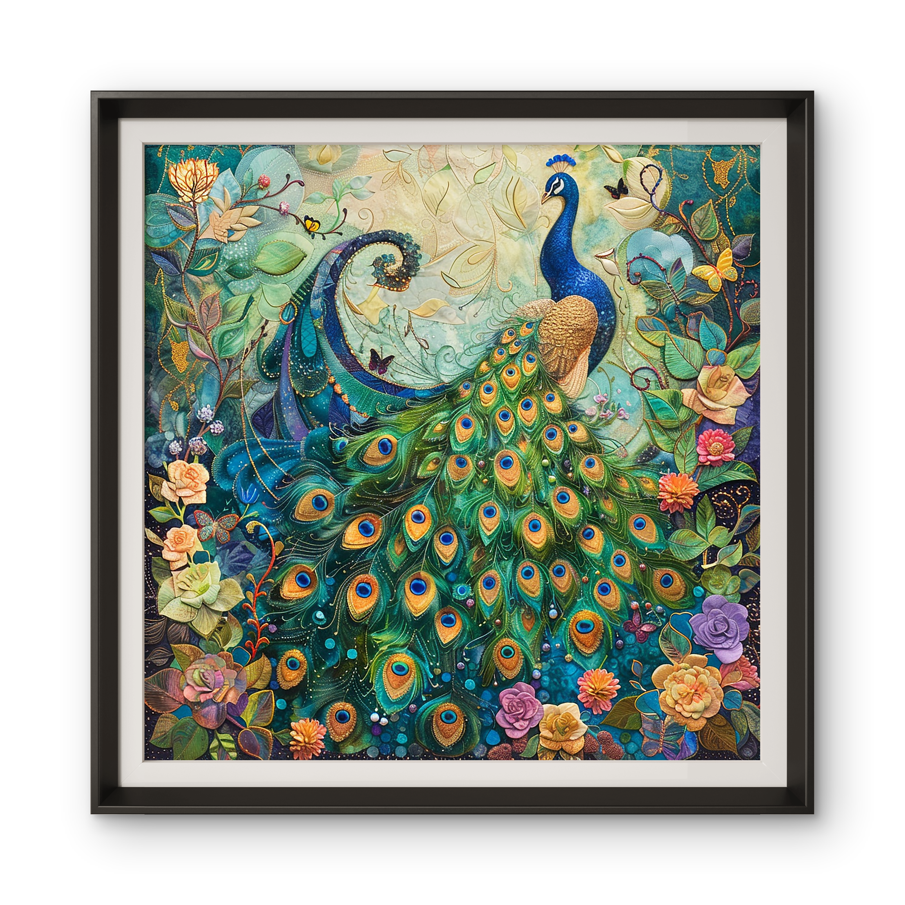Peacock in Flowers