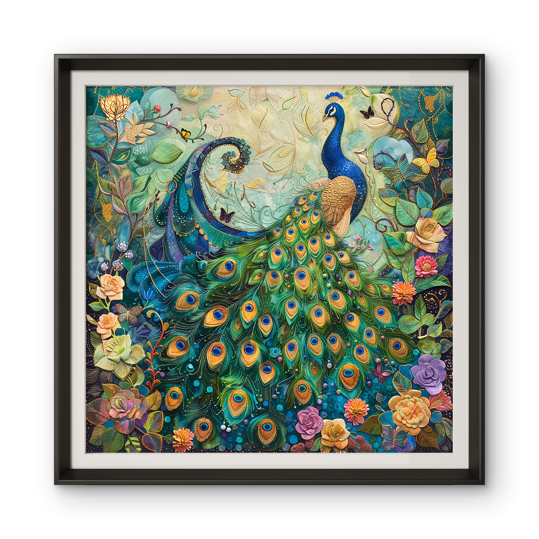 Peacock in Flowers