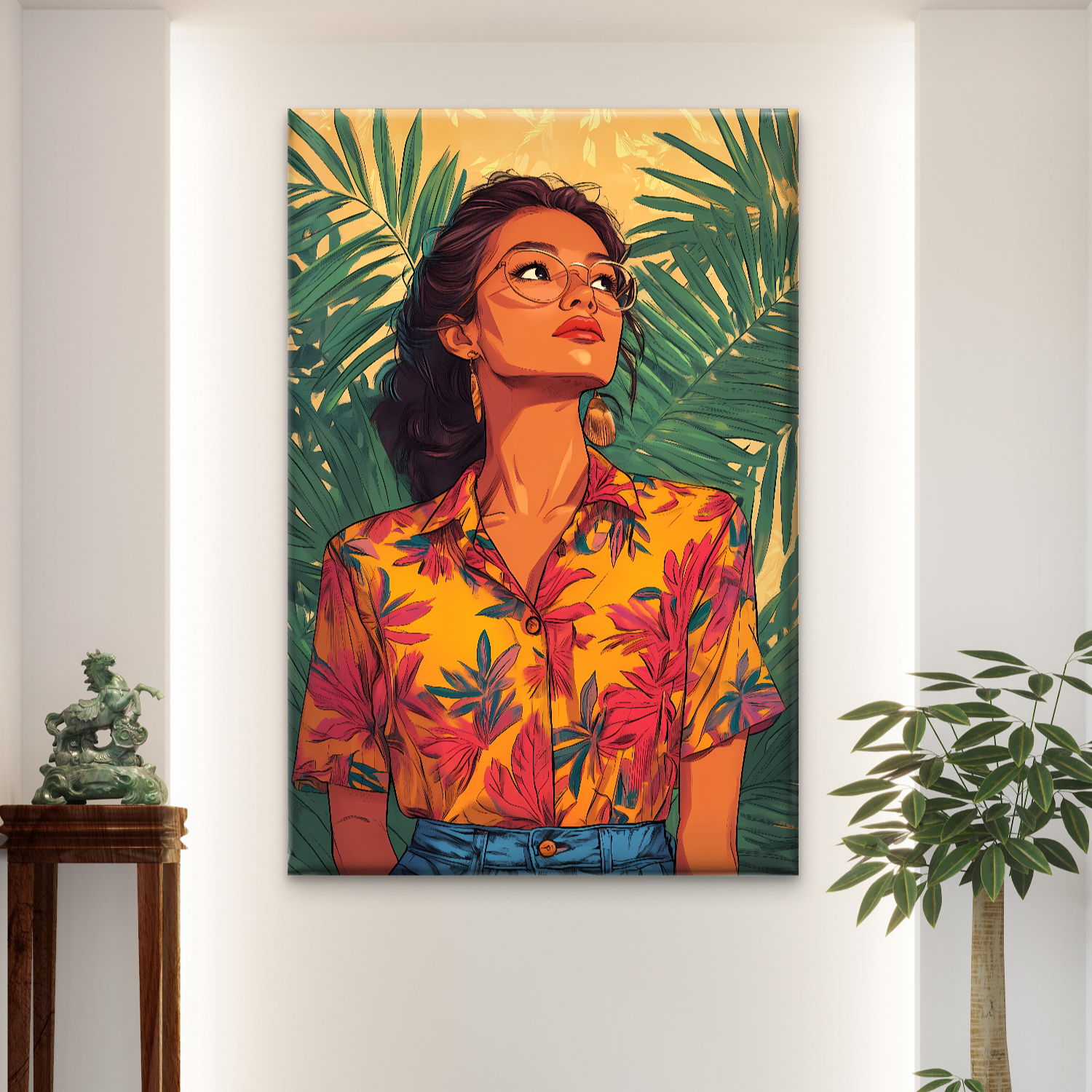 Modern Girl in Town Abstract Luxury Painting on Canvas