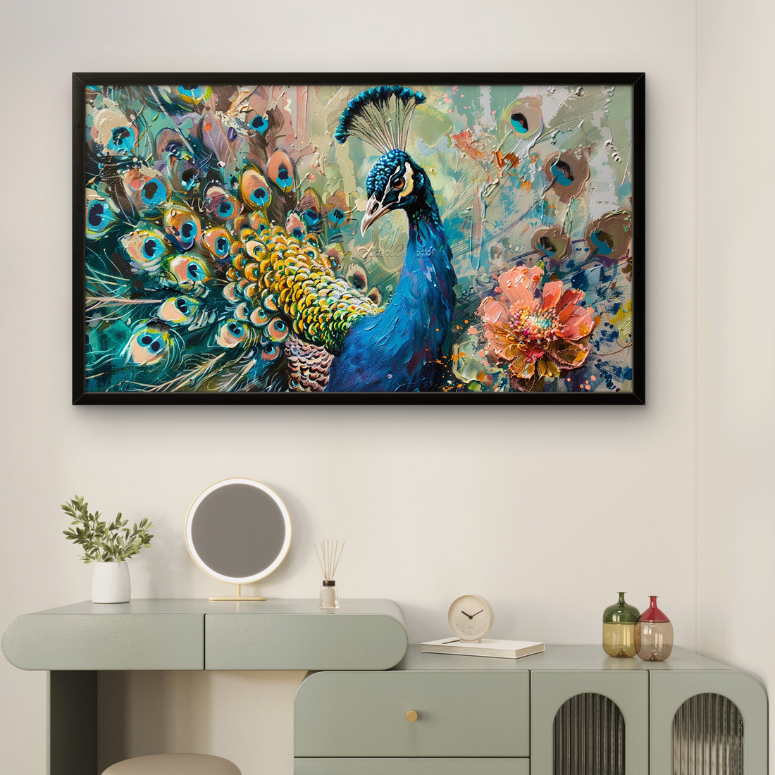 Peacock with Open Feathers